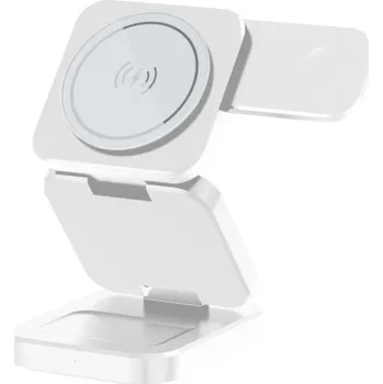 A390 3v1 skládací magnetický bezdrátový stojánek pro iPhone / Apple Watch / AirPods - 15W - bílý