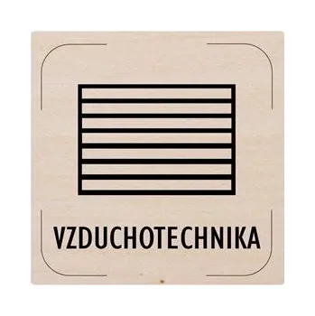 Cedulka na dveře - Vzduchotechnika - piktogram, dřevěná tabulka, 80 x 80 mm
