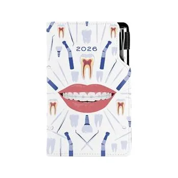 Diář Diář DESIGN týdenní kapesní 2026 český - bílá - Zubař