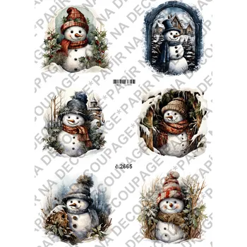 Umělecký papír Rýžový a soft papír na decoupage - Sněhulák - KB2665 Materiál: Soft, Rozměr: A4