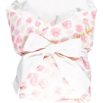 Zavinovačka enie baby Zavinovačka SATINE pink leaves 80x80 cm z dutého vlákna VYROBENO V ČR