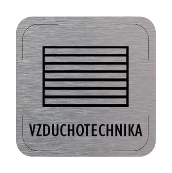 Cedulka na dveře - Vzduchotechnika - piktogram, hliníková tabulka, 80 x 80 mm