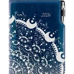 Diář DESIGN denní A4 2026 - modrá - Ornament
