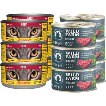 Volný čas JOSERA Cat Beef 6x85g + WILD FARM Mousse Beef 6x85g - pěna pro kočky bez obilovin