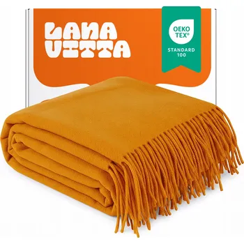 deka Vlněná deka "Leon" teplá, 100% Australská vlna, Pléd žlutý 140x200 cm