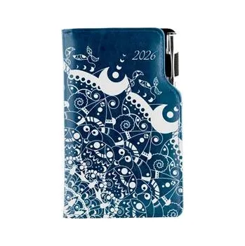 Diář Diář DESIGN týdenní kapesní 2026 český - modrá - Ornament