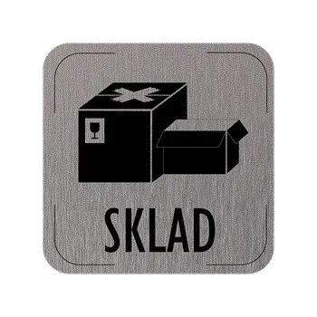 Popis místnosti - cedulka na dveře - Sklad - piktogram, hliníková tabulka, 80 x 80 mm