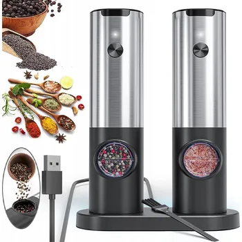 Kuchyňský mlýnek Elektrický mlýnek na sůl, pepř, Przypraw.ze Podstavec, Kartáč, LED dioda