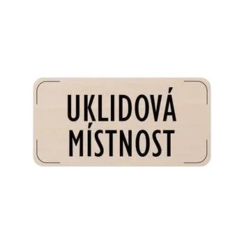 Popis místnosti - cedulka na dveře - Uklidová místnost, dřevěná tabulka, 160 x 80 mm