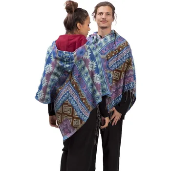 Dámské pončo Pončo se vzory PANKAJ modro-fialová I.