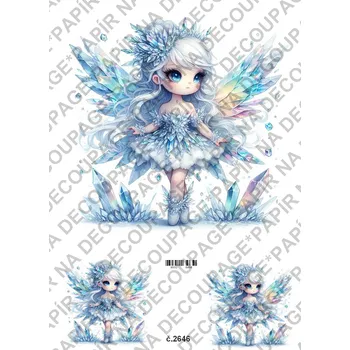 Umělecký papír Rýžový a soft papír na decoupage - Ledová víla, zimní - KB2646 Materiál: Soft, Rozměr: A4