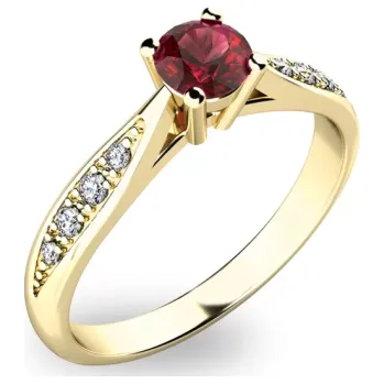 Prsten Prsten AU 585/1000 přírodní diamant 0,116 ct G/Si , granát 0,250 ct 1,90 gr G1074501-56