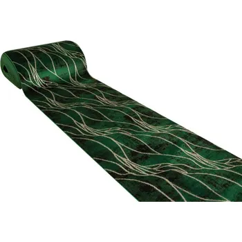 Koberec Běhoun Diamond k8707Y linie / listí, lahvově zelený / zlatý