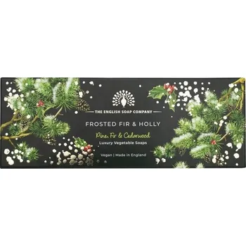 Mýdlo The English Soap Company Frosted Fir & Holly 3x100g Vánoční sada mýdel Borovice & Cedrové dřevo