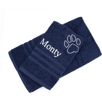 Pelíšek pro psa Pískací Potvůrky Ručník/osuška s výšivkou - tmavě modrá Barva výšivky: světle šedá, Velikost: Ručník 50 x 100 cm, Výšivka: Jméno