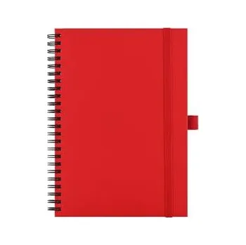 Zápisník Notes - zápisník koženkový SIMPLY A5 linkovaný - červená/černá spirála