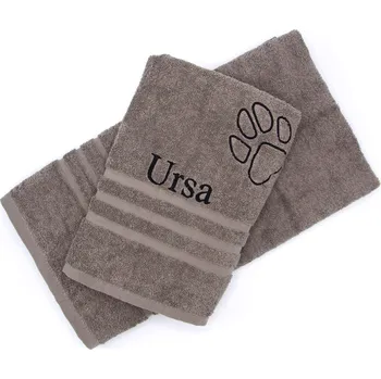 Pelíšek pro psa Pískací Potvůrky Ručník/osuška s výšivkou - šedá Barva výšivky: růžová, Velikost: Ručník 50 x 100 cm, Výšivka: Jméno + tlapka