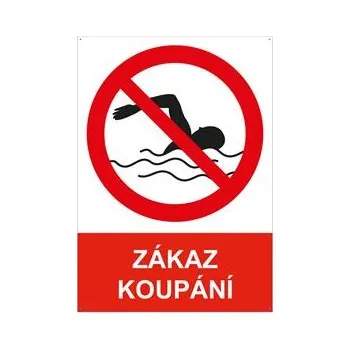 ZÁKAZ KOUPÁNÍ - bezpečnostní tabulka s dírkami, plast A4, 2 mm