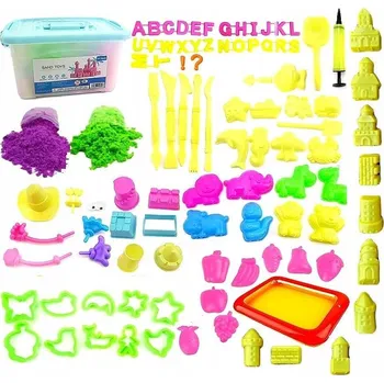 Hra na zahradu KINETICKÝ PÍSEK MODELOVACÍ HMOTA SADA 2 KG PÍSKOVIŠTĚ FORMIČKY 100 KS