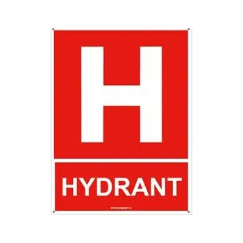 Hydrant s textem - bezpečnostní tabulka s dírkami, plast 2 mm 200x150 mm