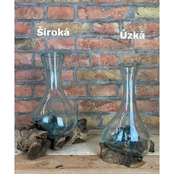 Váza Dekorace dřeva se skleněnou vysokou vázou Design: Široký