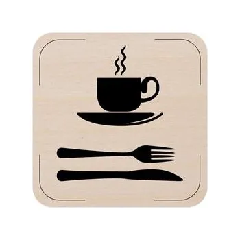 Popis místnosti - cedulka na dveře - Kuchyňka - piktogram, dřevěná tabulka, 80 x 80 mm