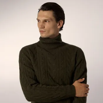 Pánský svetr Reserved - Vlněný svetr - tmavě zelená - 445GQ-79X - 445GQ-79X-M