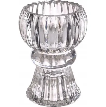 Svícen Dvojitý svícen na svíčku kuželovou a čajovou svíčku Průhledný 8 cm