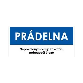 PRÁDELNA, modrá, samolepka, 190x90 mm