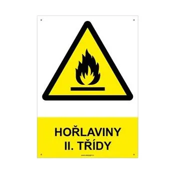 HOŘLAVINY II. TŘÍDY - bezpečnostní tabulka s dírkami, plast A4, 2 mm
