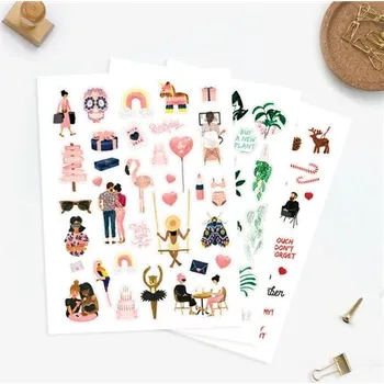 Balící papír Set originálních samolepek zamilované/květinové/vánoční