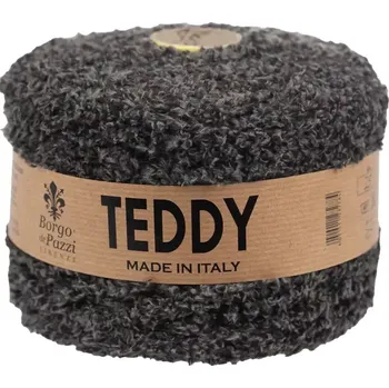 Příze Borgo de Pazzi Teddy 25 Černošedý melír (Špagátová žinylková příze Teddy černošedý melír)