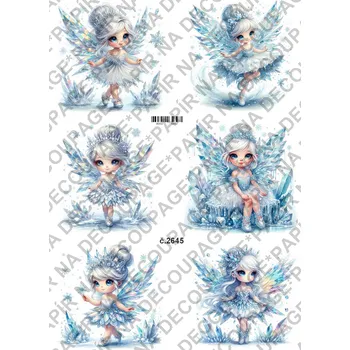 Umělecký papír Rýžový a soft papír na decoupage - Ledová víla, zimní - KB2645 Materiál: Soft, Rozměr: A4