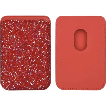 Peněženka MagSafe magnetická kožená třpytivá peněženka s kamínky Barva: Červená