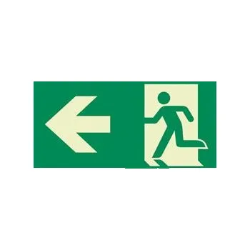 Únikový východ vlevo - fotoluminiscenční tabulka, plast 2 mm 300x150 mm