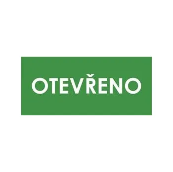 OTEVŘENO, zelená, plast 1 mm 190x90 mm