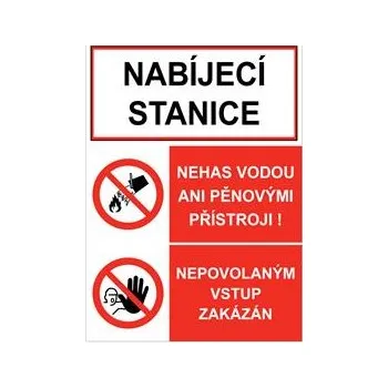 NABÍJECÍ STANICE - NEHAS VODOU- NEPOVOLANÝM VSTUP ZAKÁZÁN, plast 1 mm, A5