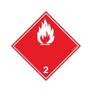 NEBEZPEČÍ POŽÁRU - HOŘLAVÉ PLYNY Č.2 BÍLÝ SYMBOL, plast 2 mm, 100x100 mm