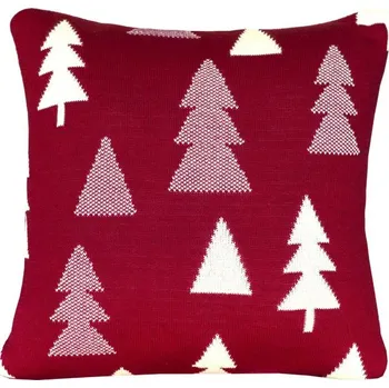 Polštář SCANquilt pletený povlak SUOMI stromečky červenosmetanová 45 x 45 cm
