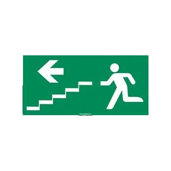 Únikové schodiště vlevo dolů - bezpečnostní tabulka s dírkami, plast 2 mm 400x200 mm