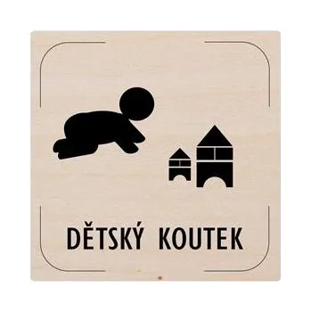 Cedulka na dveře - Dětský koutek - piktogram, dřevěná tabulka, 80 x 80 mm