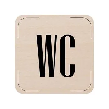 Popis místnosti - cedulka na dveře - WC, dřevěná tabulka, 80 x 80 mm