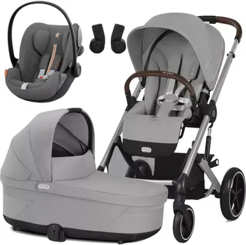 Kočárek CYBEX Set Balios S Lux + korba + adaptéry + Cloud G i-Size 2025 Stone Grey Silver Frame