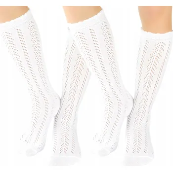 BÍLÉ PODKOLENKY S AŽUROVÝM VZOREM LETNÍ DÍVČÍ NOVITI 15-18