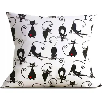 Povlak na polštářek Povlak na polštář 30x50 cm bavlněný s černými kočkami
