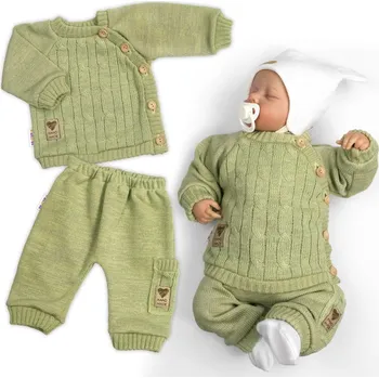 Dětská móda Rostoucí pletený svetřík a kalhoty s kapsou Hand Made 2D, Nature, olivová