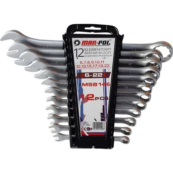 Klíč Klíče očkové-otevřené 12ks 6-22mm CrV MAR-POL, klip 1.100 Kg HOBY Sklad3 M58146 (1.100 Kg HOBY Sklad3 M58146)