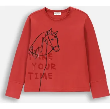 Dívčí tričko Coccodrillo dětské tričko hnědé bavlna velikost 158