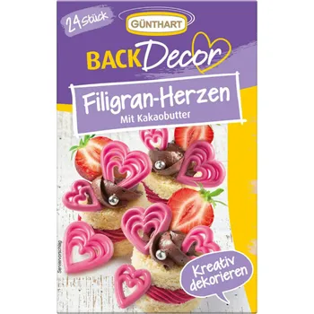 Jedlá dekorace na dort Günthart Filigránová srdíčka Back Decor