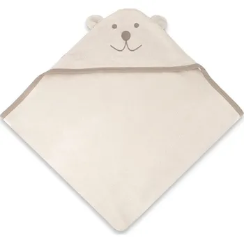 Bambusová osuška s kapucí Medvídek, 100x100 cm, béžová